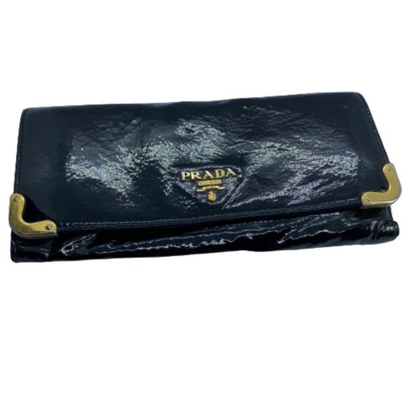 Patent Prada Black Wallet with Gold Hardware - Picture 1 of 15